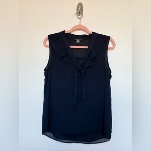 Tommy Hilfiger Navy Blue Sleeveless V-Neck Blouse with Tie Front